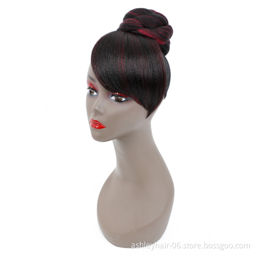 OEM ODM Easy Install 100% Synthetic Chignon Dome Bun Synthetic Hair Piece Bang